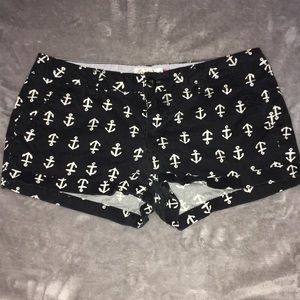 Black Anchor Denim-Like Shorts